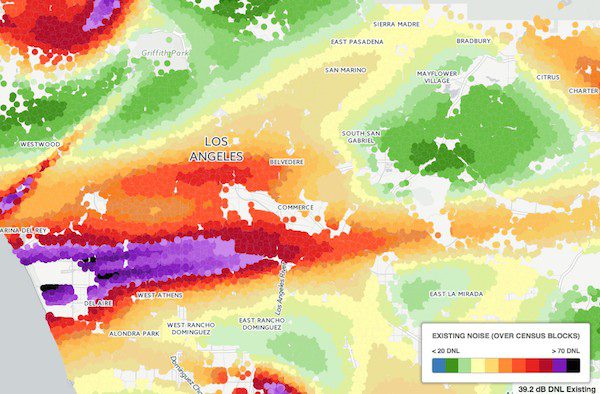 Los Angeles Flight Noise Map